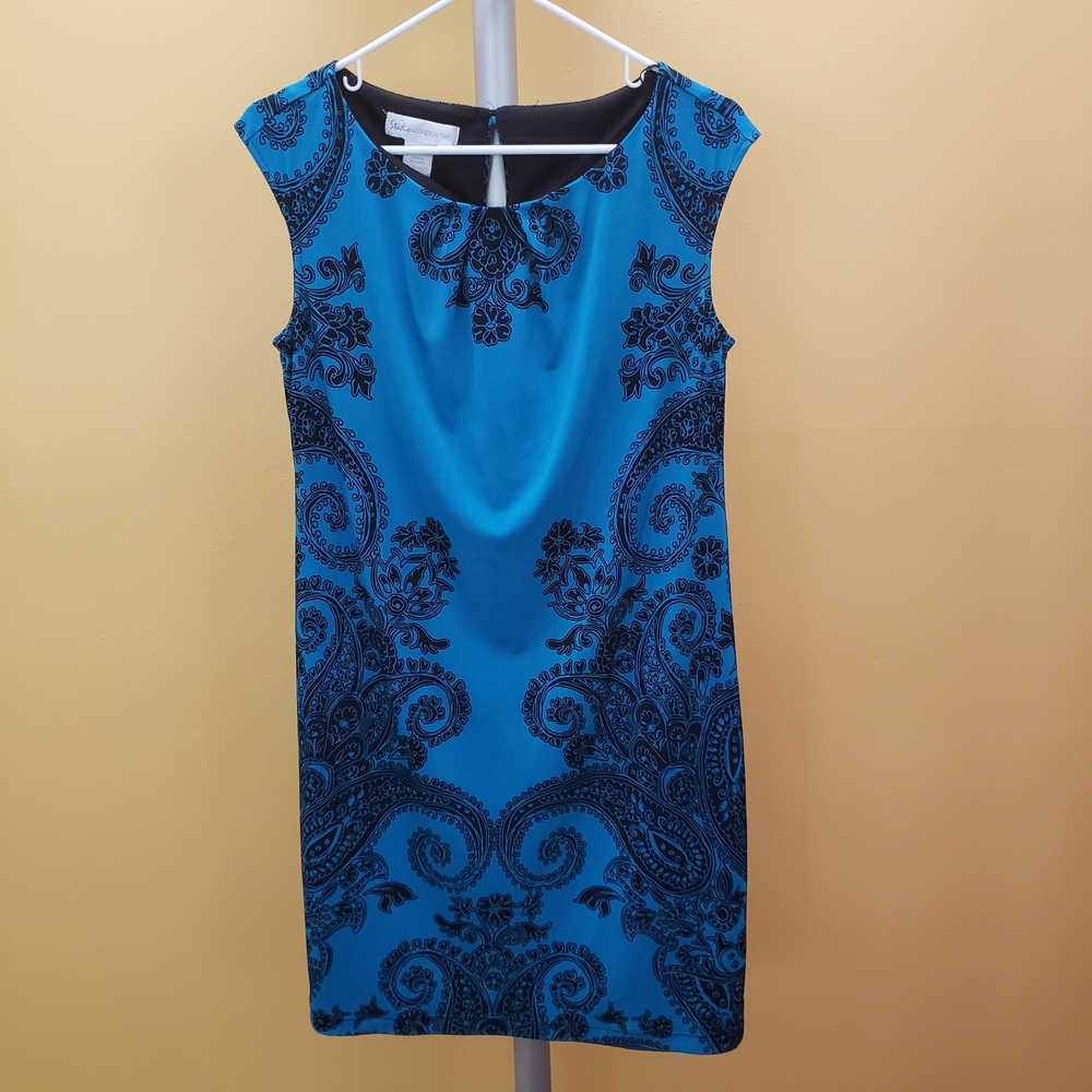 Blue/Black Baroque Sheath Mini Dress